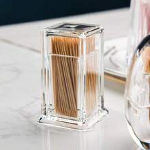 4 Packs PMMA Toothpick Holder, Transparent Acrylic Toothpick Holder, Simple Transparent Toothpick Holder, Elegant And Clean, Suitable For Home Kitchen Storage, Creative Portable Toothpick Holder - View 5
