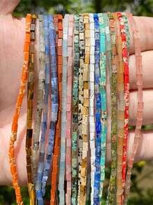1 Strand 2x4mm Natural Stone Beads Rectangle Cube Tiger Eye Labradorite Lapis Lazuli Quartz Loose Beads For Jewelry Making DIY Accessries - Multicolor - View 8