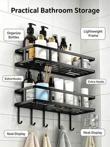 Cross-Border Bathroom Storage Rack, No-Drill Wall-Mounted Organizer, Suitable For Beside Toilet, Home Toiletries And Decor Storage Rack - Multicolor - View 7