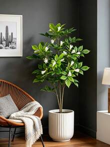 Kmitang 90cm Large Artificial Lacquer Trees With Morning Glory Flower Fake Campsis Plants Branch Faux Nandina Tree Plastic Ficus Plant Real Touch Tree Sumac Leaves For Home Garden Party Balcony Decor Without Pot 1pc - Multicolor - View 8