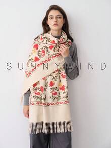 1件女款刺繡銀杏葉休閒時尚百搭秋冬日常穿搭 - 米色 - 查看 8