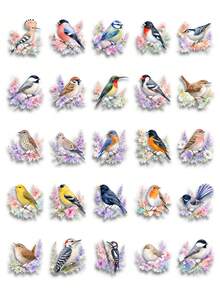 50Pcs Spring Birds & Flowers Clear PET Decor Stickers, Hand-Drawn Illustrations Of Watercolor Birds, Lavender And Fresh Green Leaves, Transparent PET Material, For Journal Collage, Kuka Card, Water Bottle, Luggage, Spring Nature DIY Decor - Multicolor - View 9