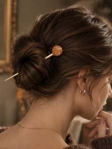 1pc Vintage Elegant Minimalist Round Ball Hair Stick Women Hair Accessory For Daily, Holiday And Party Wear - Multicolor - View 2