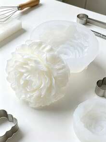 4pcs Large Peony Silicone Molds, Suitable For DIY Aromatherapy Candles, Handmade Soap Making And Craft Production, 3D Floral Home Decor Gift - White - View 6