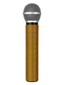 1pc Realistic Rhinestone Microphone Prop, Glossy Microphone Decor For Home Bar, Party Gift, Speech Practice Prop - AA - View 9