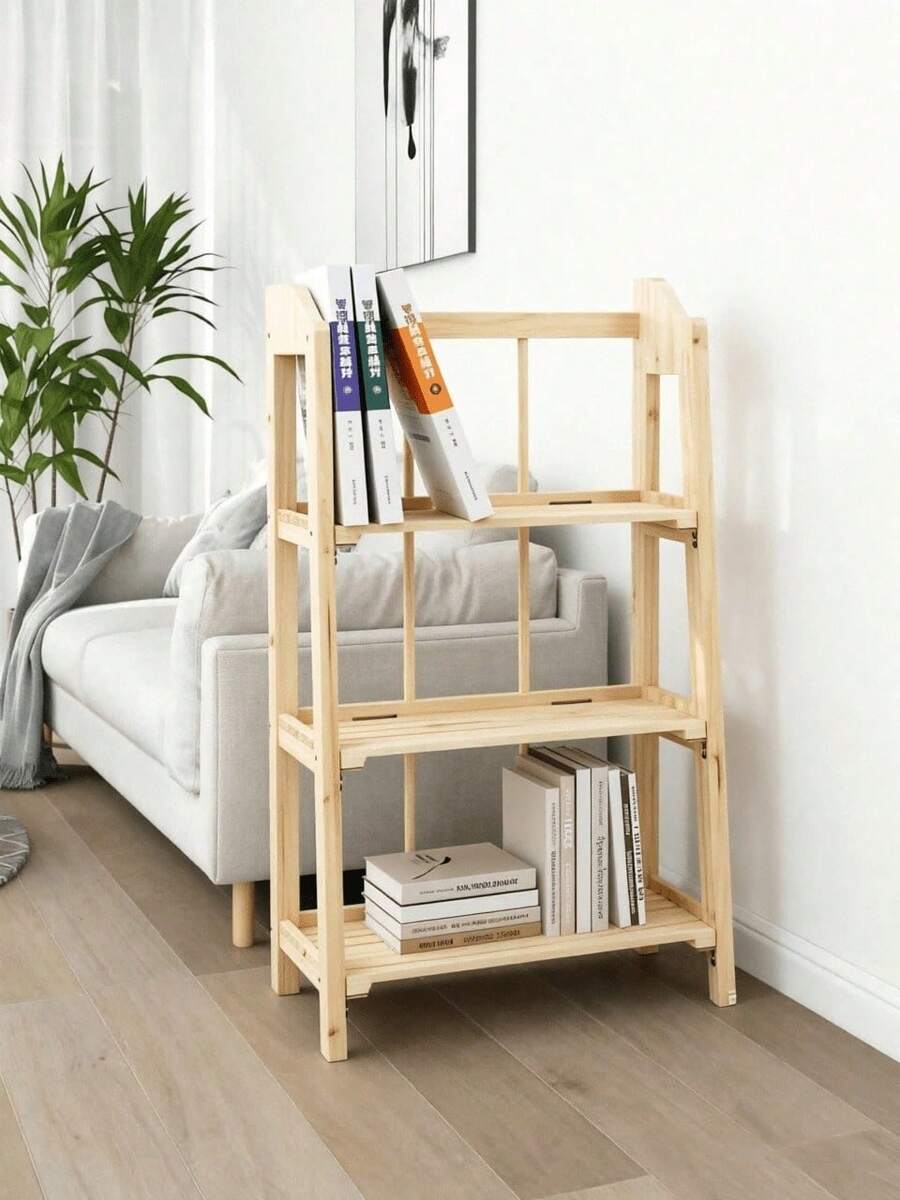 Natural Solid Wood Small Freestanding Bookshelf, 3‑Tier Open Slatted Storage Rack, Space‑Saving Display Organizer For Living Room Bedroom Sofa Corner Dorm Home Office, For Book Lovers Students To Store Books Magazines Small Decor - Multiple Specifications - View 1
