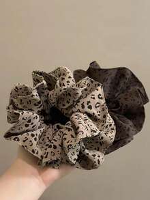 Korean Style Leopard Print Oversized Scrunchie Hair Tie For Women, High-End Lazy Ponytail Bun Hair Rope - Multicolor - View 6