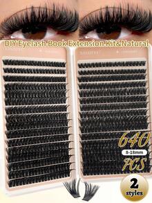 640/384/200 Clusters Eyelash Tray (D Curl), Large Capacity, High Quality Low Price, New DIY False Eyelashes, Fluffy And Soft, 3D Faux Mink Hair False Eyelashes, Makeup Eyelash Extensions, Home DIY Eyelash Extensions - DD - View 3