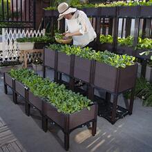 Rectangular Raised Garden Bed, Thickened Vegetable Planting Box, Herb Planting Box With Bottom Drainage Holes, Reinforced Plastic Garden Bed | Suitable For Indoor/Outdoor Use | Modern Minimalist Style | Perfect For Balcony Vegetable Gardening, Flower Planting, Herb Planting | Easily Create Your Own Home Mini Farm - Modular - Floor-standing - View 12