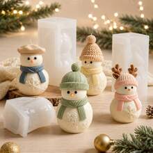 Christmas Snowman Scented Candle Silicone Mold – DIY Cute Snowman-Shaped Mold For Candle Making, Art Crafts, Plaster Ornaments, And Soap Production. Reusable And Easy To Demold - Transparent White - View 4