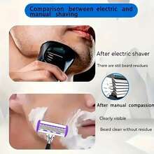 Men's Manual Shaving Set - Ultra Sharp 6-Blade, Replaceable Razor Head, Ergonomic Handle Design, Precise And Smooth Shaving Essential, Reusable Replacement Blades, Free Blade Storage Box, Perfect Gift For Father's Day And Birthday (Gift Box Not Included) - Multicolor - View 8