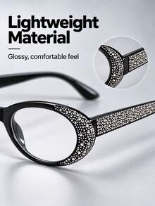Blue Light Blocking Glasses With Rhinestone Decorated Frame, Designed To Filter Blue Light From Screens, Comes With Glasses Case, Suitable For Office, Study Or Fashion Styling - Glasses [Rhinestone Decorated Frames] - View 5