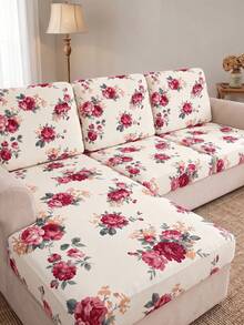 1pc Floral Print Milk Silk Sofa Cover, High Elasticity Washable, All-Season Use, Suitable For Patio, Garden, Poolside And Various Occasions, Sold Individually, Sofa Protector Cover, Fits 1/2/3/4 Seater Sofa - Multicolor - View 9