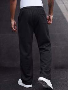 MAISONFOX Men's Pocket Drawstring Waist Casual Loose Skull Printed Long Pants,Draped Loose Fit Long Pants For Daily Wear,Sweatpants For Men,Baggy Sweatpants - Black - View 2