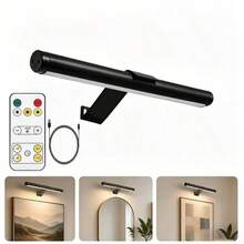 1pc Wireless Rechargeable Battery Powered Wall Lamp, Gold/Black,Color Temperature Remote Control,3 Color Temperatures & Dimmable Wireless Wall Light, Suitable For Bedroom, Living Room, Hallway Decor,With A Timer Function - LED Makeup Mirror Light - View 11