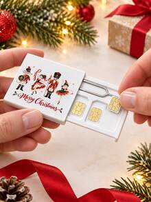 New Christmas Nutcracker Pattern SIM Card Storage Box, Comes With Card Ejector Pin; Compact And Portable; Shockproof; Secure Storage For SIM Cards And TF Cards; Mobile And Digital Accessories, Christmas Essential, Christmas Gift, Small Gift Decoration, Perfect Gift For Family, Friends, And Loved Ones - Multicolor - View 4