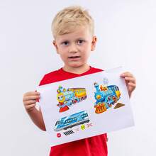 24pcs High-Speed Train DIY Children Stickers, Make A Face Design Train Image, Parent-Child Interactive Puzzle Toy, Develop Children's Brain, Holiday Party Gift, Gift Wrapping Sticker, Kindergarten Toy, Can Be Used For Home Decor, Stick On Table, Notebook, Balloon, Luggage, Refrigerator, Etc. - Mixed Color - View 7