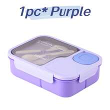 1pc Adult Lunch Box With Compartments And Utensils, Microwave And Dishwasher , Suitable For Picnic, Camping, Work, School, Party And Holiday - Multicolor - View 12