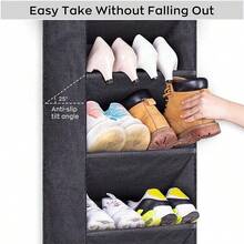 Rak Sepatu Gantung Pintu, Kantong Besar dan Dalam, Rak Penyimpanan Sepatu Gantung untuk Pintu Sempit, Penyimpanan Sepatu Gantung Pintu, Penyimpanan Gantung Lemari, Cocok untuk Pengorganisasian Apartemen dan Kamar Asrama, Hadiah Musim Liburan, Hitam - MultiWarna - View 4
