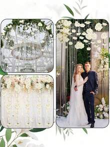 40pcs Artificial Rose Flowers + 2 Roll Transparent Line, Wedding Decoration Hanging White Roses, Artificial Silk Flowers For Wedding Arch, Party, Bridal Shower, Bouquet, Party Centerpiece And Ceiling Decoration, Christmas Home Decor, Room Decor - White - View 8
