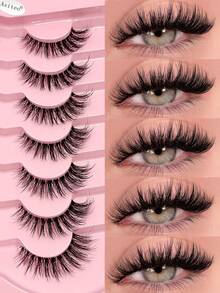 Asiteo 7 Pairs Luxury Fluffy False Eyelashes - Thick & Long, 3D Lashes, Reusable, Soft & Lightweight, Mink-Like Lash Strips For Alluring Eye Makeup - Fluffy Lashes - View 8