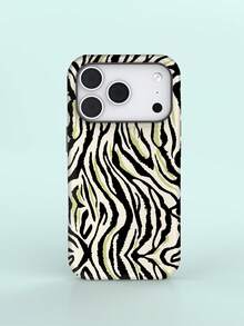 Cream Green Zebra Print