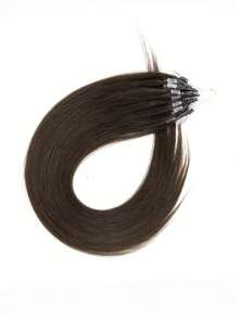 Micro Link Human Hair Extensions Natural Black Straight 12-22 Inches Invisible Micro Bead Thickened Micro Ring Hair Extensions Suitable For Women's Daily, Party, Wedding, Holiday, Halloween Costume And Christmas - S2 - View 3
