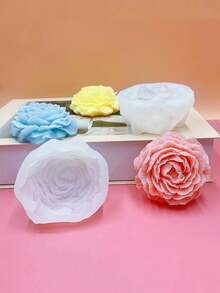 4pcs Large Peony Silicone Molds, Suitable For DIY Aromatherapy Candles, Handmade Soap Making And Craft Production, 3D Floral Home Decor Gift - White - View 4