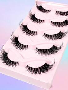 New Cat Eye False Eyelashes 3D Natural Transparent Band Fluffy Soft Criss-Cross 5 Pairs Cartoon Style Thin Natural Eyelash Extension Makeup - View 6