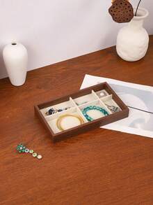 6/1pc Wooden Velvet Jewelry Tray, Jewelry Storage & Display Tray, Drawer-Style Earring Storage Box, Stackable Jewelry Storage Tray, Multi-Functional Jewelry Display Tray, Portable Multi-Purpose Storage Box, Desk Drawer Organizer - Multicolor - View 17
