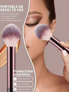 12pcs/Set Multi-Function Full Makeup Brush Set, Including Powder Brush, Blush Brush, Foundation Brush, Eyeshadow Brush, Blending Brush, Contour Brush + 1pc Round Head Brush - Brown - View 6