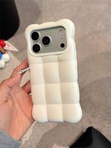 純色啞光 3D 泡泡方格手機殼，軟矽膠防震防摔緩衝保護套，防指紋防滑手機殼，適用於 iPhone 13 14 15 16 17、 18、 Pro、 Pro Max - 白色 - 查看 6