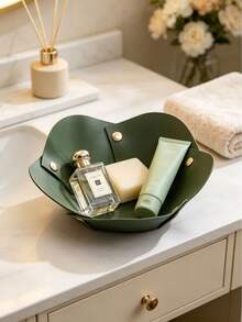 1Pc Multi-Color Solid Leather Trinket Tray, Minimalist Modern Style Flower Shaped Storage Tray, Multi-Purpose Desktop Organizer For Home Bedroom & Vanity Daily Storage,Shower Curtain For Bathroom,Shower Curtains - Multicolor - View 9