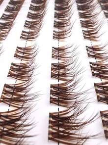 رموش صناعية بنية منفوشة بأسلوب الثعلب، رموش فردية، تمديد رموش DIY، رموش صناعية طبيعية رقيقة بشكل C - C - مشاهدة 9