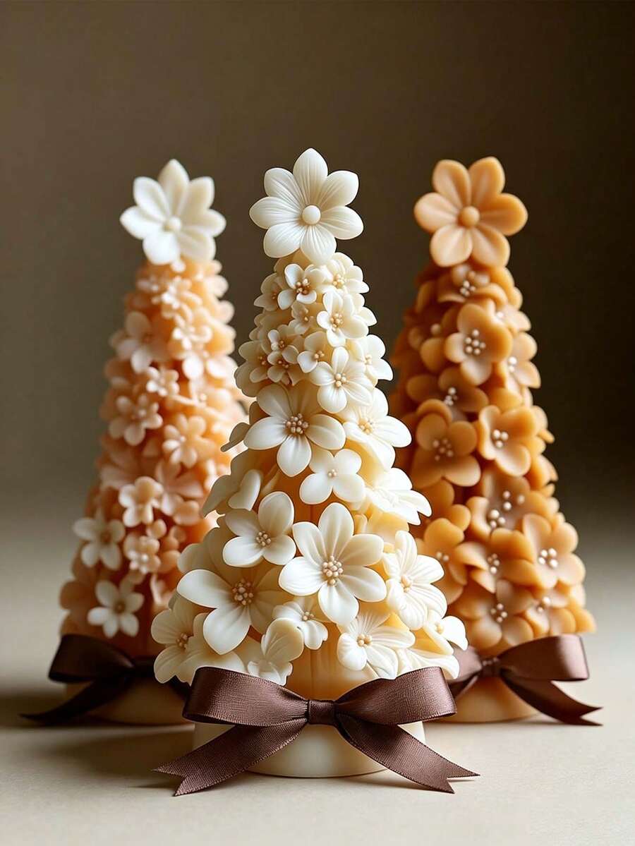 Christmas Tree Silicone Candle Mold - Reusable Spiral Floral PETEPETE DIY Design, Holiday Decoration, Wedding, Party, Resin Crafts, Plaster Casting - Detailed Craftsmanship - Christmas Tree Mold - View 1