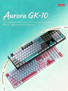 Lenovo Keyboard Mekanik GK10, keyboard berkabel ukuran penuh 104 tombol dengan tombol yang dapat diganti panas (hot-swappable) dan anti-ghosting penuh. Ideal untuk esports, gaming, dan penggunaan kantor. - View 1