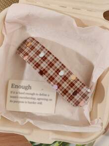 1pc Acetate Material Fresh Korean Style Retro Polka Dot Plaid Alligator Hair Clip Girl Side Bangs Clip Versatile Hair Accessory - Multicolor - View 4