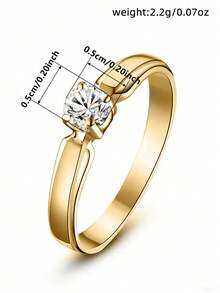 1pc Elegant Cubic Zirconia Ring, Women's Wedding Anniversary Accessory Gift - 1# - View 7