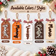 Custom Christmas Stocking Name Tag, Personalized Wooden Snowflake Ornament, Holiday Stocking Decor, Customized Christmas Tree Decorations, Customizable Name Bag Charm, Festive Party Accessories, Christmas Gift For Family Friends, Merry Christmas - Style B - View 3
