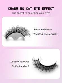 Asiteo 8 Pairs Luxury Cat Eye Fluffy Thick Faux Mink False Eyelashes, Voluminous & Dramatic, Messy Lightweight Look, Reusable, Easy To Wear, Suitable For Daily Makeup, Shopping And Outings - Black - View 7
