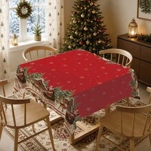 1pc Christmas Winter Santa Village Snow Scene Pattern Tablecloth, Stain-Resistant Dining Table Decor Cloth, Suitable For Kitchen, Dining Table, Coffee Table, TV Stand, Entryway, Party Holiday Decoration, Home Decor, Christmas Gathering - Multicolor - View 8