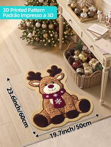 DAJIANG 1PC Christmas Reindeer Shaped Carpet Kitchen Rug Runner Area Rug Suitable Bathroom, Kitchen, Indoor, Runner Corridor, Bedroom, Living Room, Beside Throw Rugs Machine Washable Rug, Easy Clean Entryway Mat, Anti-Slip Backing Rugs For Bedroom Decor Autumn/Winter - Multicolor - View 13