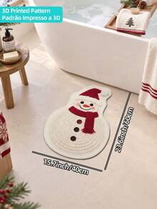 DAJIANG 1pc Christmas Snowman Shaped Rug, Kitchen Rug, Hallway Rug, Area Rug, Suitable For Bathroom, Kitchen, Indoor, Hallway, Bedroom, Living Room, Bedside Decoration Rug, Machine Washable, Easy To Clean, Non-Slip Backing, Bedroom Decor, Autumn/Winter Style - Multicolor - View 13