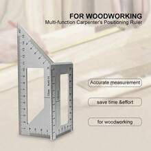 45 90 Degree Angle Ruler Multifunctional Aluminum Alloy Marking Gauge Accurate Square Design Marking Gauge Carpenter Tool - Silver - View 2