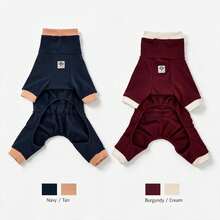 1 buah Jumpsuit Anjing, Pakaian Anjing Minimalis dengan Warna Kontras, Leher Tinggi, Jumpsuit Rumahan Anjing dengan Tali Serut yang Dapat Diatur, Cocok untuk Anjing Kecil/Sedang, Anak Anjing, Kucing, untuk Penggunaan di Luar dan Dalam Ruangan di Cuaca Dingin Musim Gugur/Musim Dingin - Burgundy - View 6