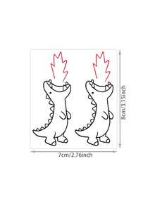 1 Sheet Cute Cartoon Fire Breathing Dinosaur Temporary Tattoo, Minimal Line Art Fake Tattoo Stickers For Wrist Body Art - Multicolor - View 6