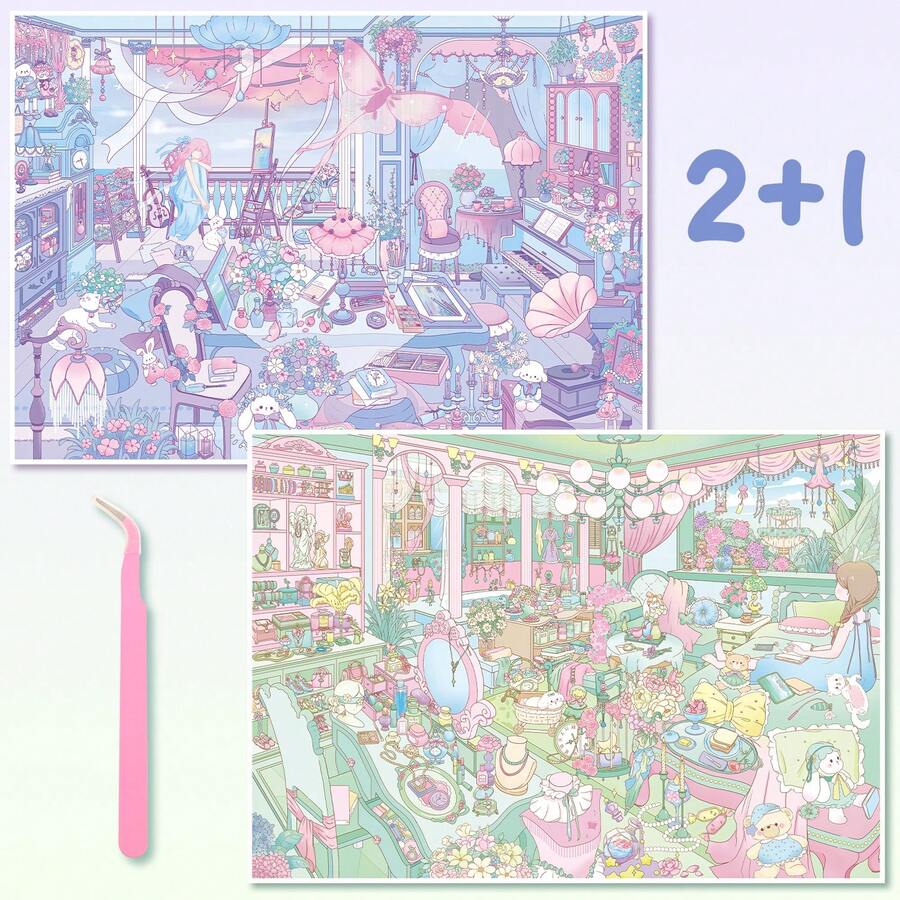 New Large Upgraded 3D Scene Stickers, Miniature House Landscape Stickers, Adult Planner Stickers, DIY Handmade Stickers, Suitable For Halloween, Easter, Christmas - Multicolor - View 1