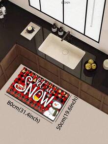 1 buah Keset Natal Motif Kotak-kotak Merah & Hitam dari Tanah Diatom, Motif Santa Claus & Pohon, Anti Selip dan Anti Lelah, Alas Karet Penyerap Minyak, Keset Dekorasi Liburan untuk Dapur, Pintu Masuk, Kamar Mandi, dan Ruang Cuci - MultiWarna - View 5