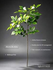 Kmitang 90cm Large Artificial Lacquer Trees With Morning Glory Flower Fake Campsis Plants Branch Faux Nandina Tree Plastic Ficus Plant Real Touch Tree Sumac Leaves For Home Garden Party Balcony Decor Without Pot 1pc - Multicolor - View 13