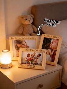 Personalized Date & Text Wedding Photo Frame, Custom Engagement Photo Frame Vertical And Horizontal Models Are Universal Engraved Family Picture Frame, Couples Photo Frame, Graduation Gift For Her - Multicolor - View 1